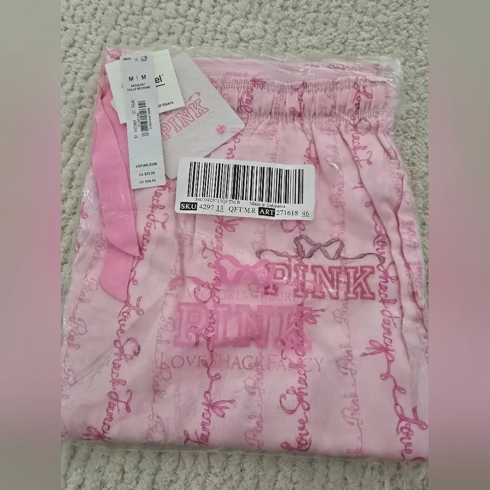 New, Pink X LSF Silky Sleep Pants size medium with regular length bnwt. - Picture 2 of 4